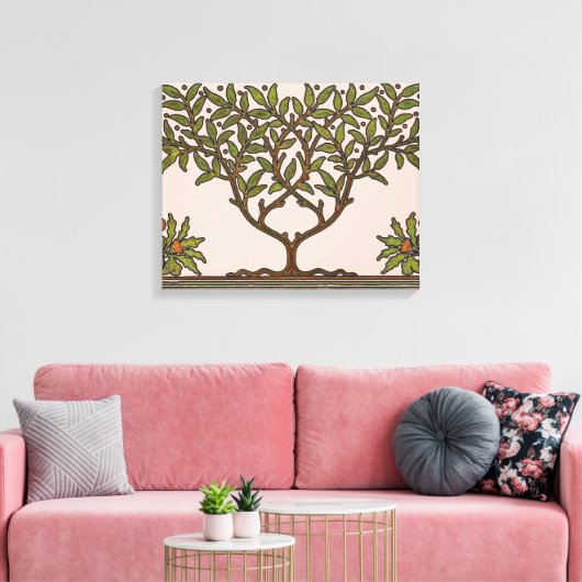 William Morris Tree Frieze Floral Wallpaper Canvas Afdruk (Insitu (Woonkamer))