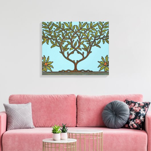 William Morris Tree Frieze Floral Wallpaper Canvas Afdruk (Insitu (Woonkamer))