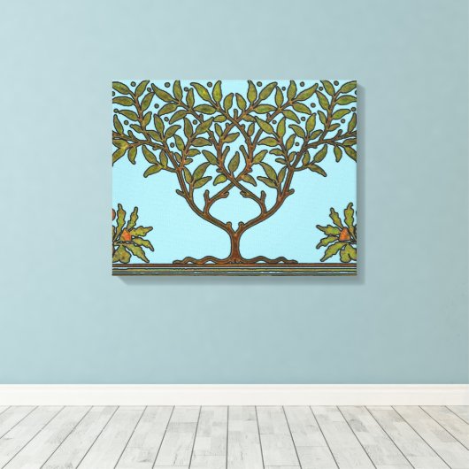 William Morris Tree Frieze Floral Wallpaper Canvas Afdruk (Insitu (Houten vloer))