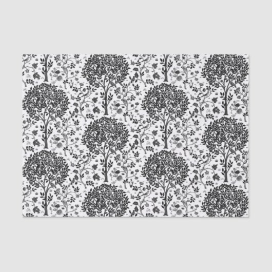William Morris Tree of Life, Black & White Tissuepapier (Voorkant)