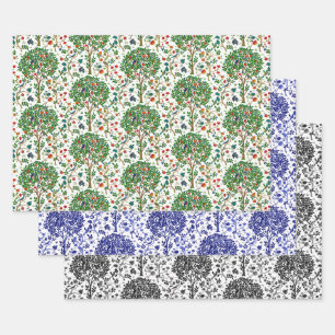 William Morris Tree of Life Cobalt, Blk/Wh, Multi Inpakpapier Vel