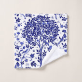 William Morris Tree of Life, Cobalt Blue en White Bad Handdoek (Wasdoekje)