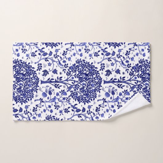 William Morris Tree of Life, Cobalt Blue en White Bad Handdoek (Handdoek)