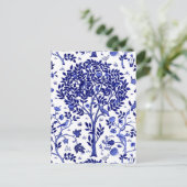 William Morris Tree of Life, Cobalt Blue en White Briefkaart (Staand voorkant)