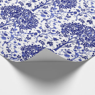 William Morris Tree of Life, Cobalt Blue en White Cadeaupapier