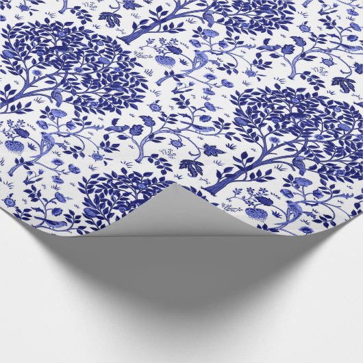 William Morris Tree of Life, Cobalt Blue en White Cadeaupapier (Hoek)
