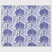 William Morris Tree of Life, Cobalt Blue en White Cadeaupapier (Vlak)