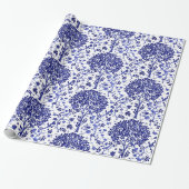 William Morris Tree of Life, Cobalt Blue en White Cadeaupapier (Uitgerold)