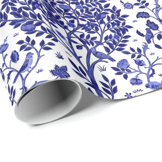 William Morris Tree of Life, Cobalt Blue en White Cadeaupapier (Rol Hoek)