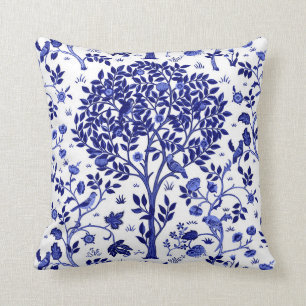 William Morris Tree of Life, Cobalt Blue en White Kussen
