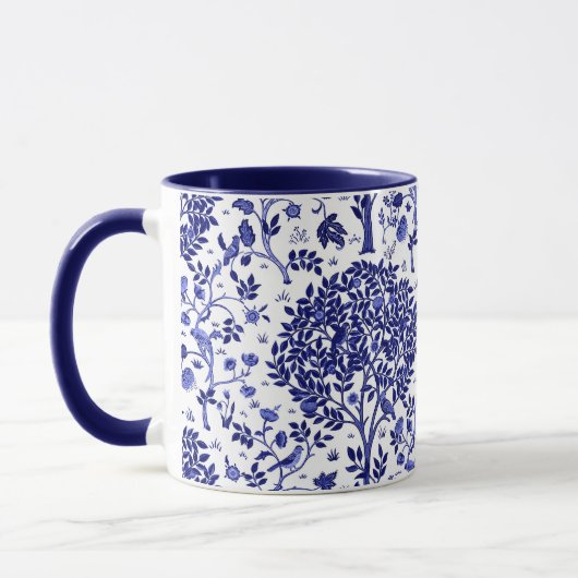 William Morris Tree of Life, Cobalt Blue en White Mok (Links)