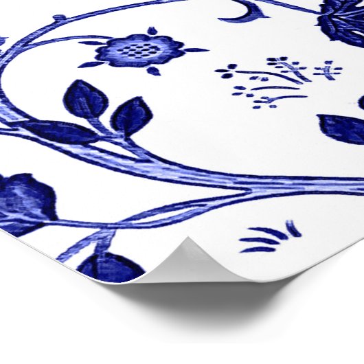 William Morris Tree of Life, Cobalt Blue en White Poster (Hoek)