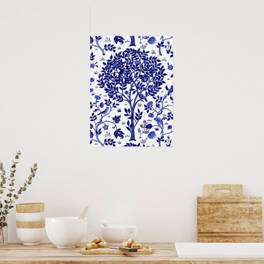 William Morris Tree of Life, Cobalt Blue en White Poster (Keuken)