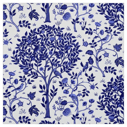 William Morris Tree of Life, Cobalt Blue en White Stof (Swatch)