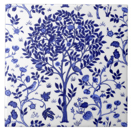 William Morris Tree of Life, Cobalt Blue en White Tegeltje