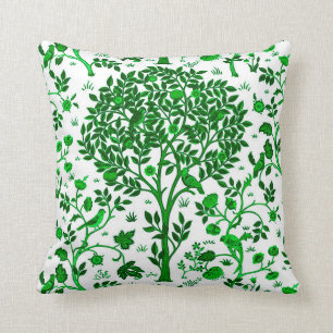 William Morris Tree of Life, Emerald Green & White Kussen