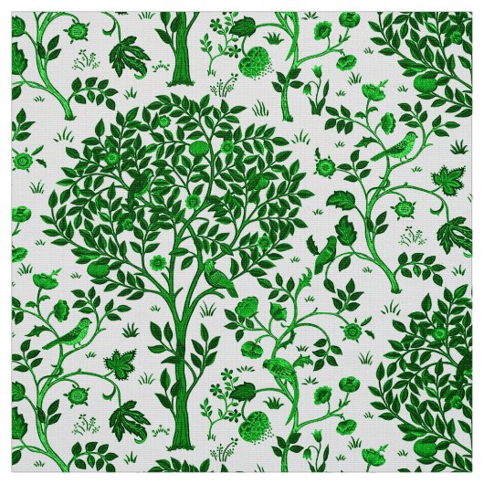 William Morris Tree of Life, Emerald Green & White Stof (Swatch)