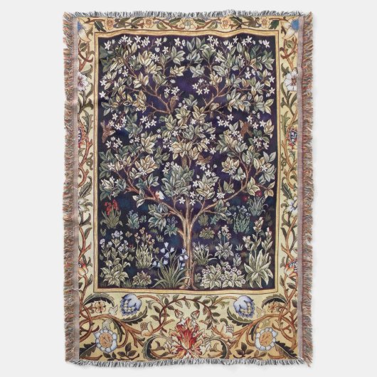 William Morris Tree of Life Floral  Art Deken (Voorkant Verticaal)
