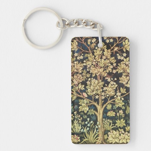 William Morris Tree of Life Floral Art Sleutelhanger (Voorkant)