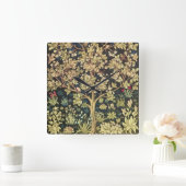 William Morris Tree of Life Floral  Art Vierkante Klok (Huis)