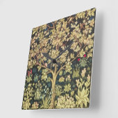 William Morris Tree of Life Floral  Art Vierkante Klok (Hoek)