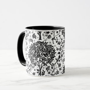 William Morris Tree of Life Pattern, Black & White Mok