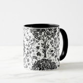 William Morris Tree of Life Pattern, Black & White Mok (Voorkant rechts)