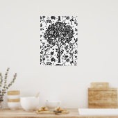 William Morris Tree of Life Pattern, Black & White Poster (Keuken)