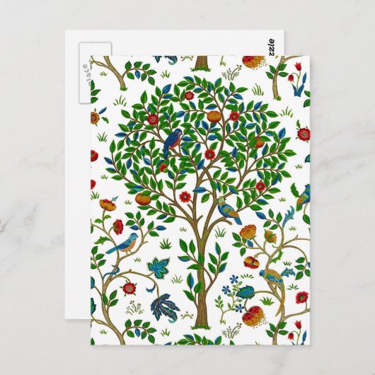William Morris Tree of Life Pattern, Green & Multi Briefkaart (Voorkant / Achterkant)