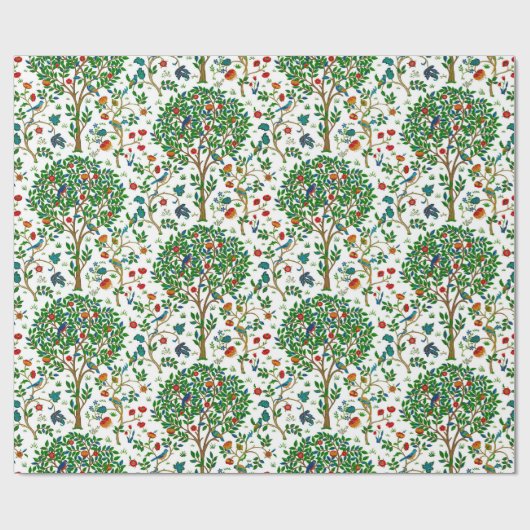 William Morris Tree of Life Pattern, Green & Multi Cadeaupapier (Vlak)