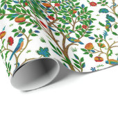 William Morris Tree of Life Pattern, Green & Multi Cadeaupapier (Rol Hoek)