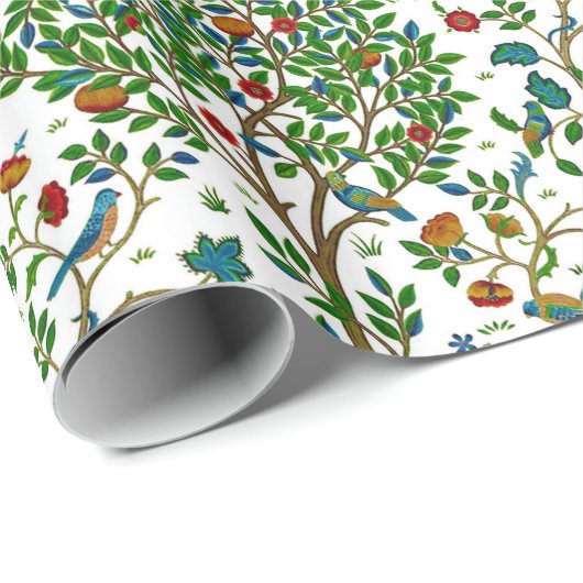 William Morris Tree of Life Pattern, Green & Multi Cadeaupapier (Rol Hoek)