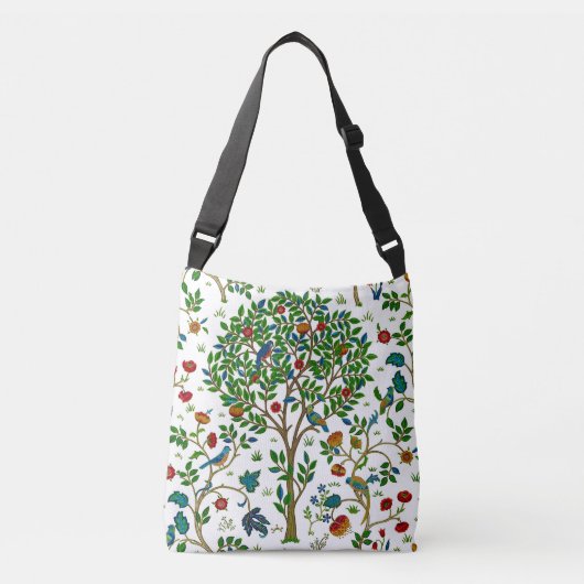 William Morris Tree of Life Pattern, Green & Multi Crossbody Tas (Voorkant)