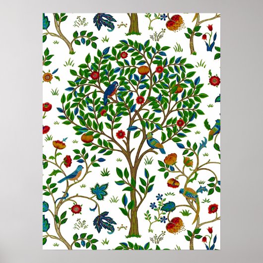 William Morris Tree of Life Pattern, Green & Multi Poster (Voorkant)