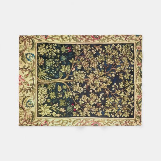 William Morris Tree of Life  pre-Raphaelite Fleece Deken (Voorkant (Horizontaal))