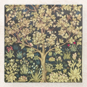 William Morris Tree of Life  pre-Raphaelite Glazen Onderzetter