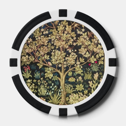 William Morris Tree of Life  pre-Raphaelite Poker Chips (Voorkant)