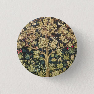 William Morris Tree of Life  pre-Raphaelite Ronde Button 3,2 Cm