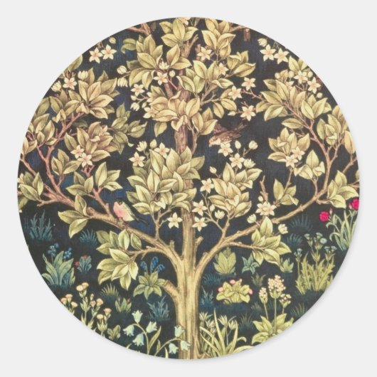William Morris Tree of Life pre-Raphaelite Ronde Sticker (Voorkant)