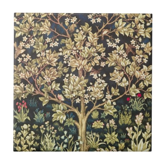 William Morris Tree of Life  pre-Raphaelite Tegeltje (Voorkant)