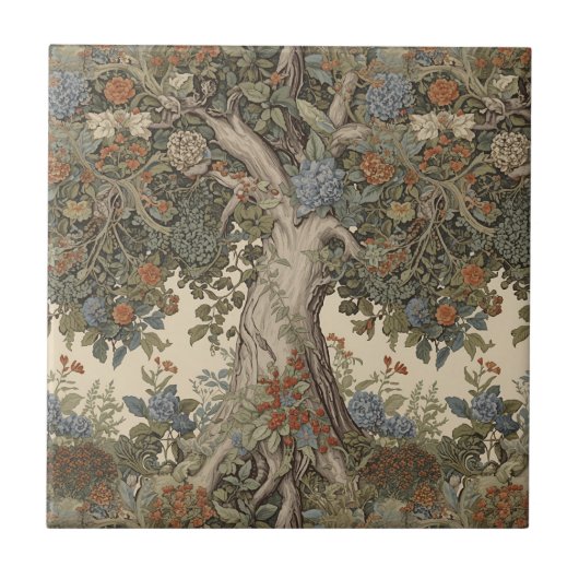 William Morris Tree of Life  pre-Raphaelite Tegeltje (Voorkant)