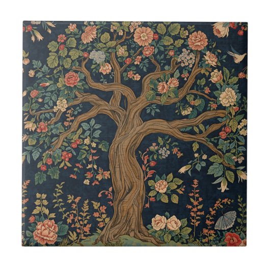 William Morris Tree of Life pre-Raphaelite Tegeltje (Voorkant)