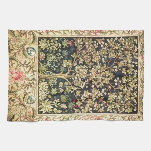 William Morris Tree of Life  pre-Raphaelite Theedoek (Horizontaal)