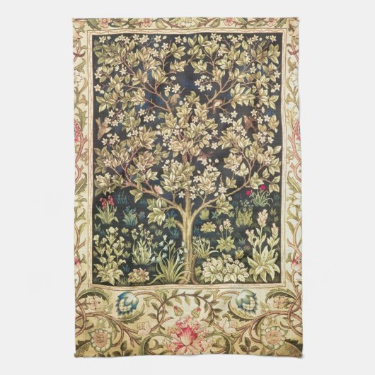 William Morris Tree of Life  pre-Raphaelite Theedoek (Verticaal)