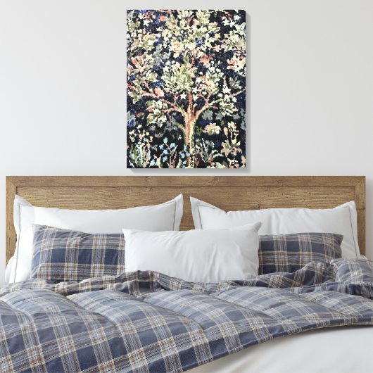 William Morris Tree of Life Stretched Canvas Print (Insitu (Slaapkamer))