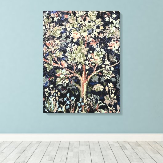 William Morris Tree of Life Stretched Canvas Print (Insitu (Houten vloer))