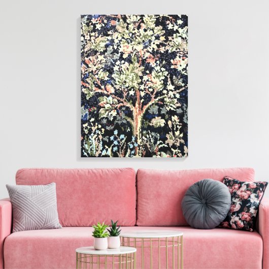 William Morris Tree of Life Stretched Canvas Print (Insitu (Woonkamer))