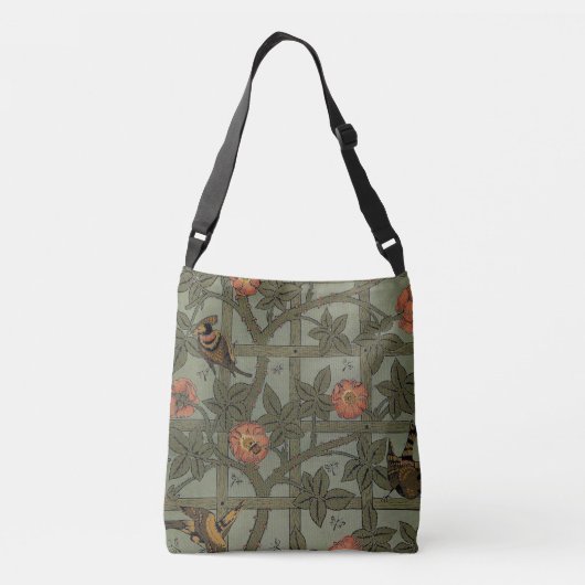William Morris Trellis behang kunst Crossbody Tas (Achterkant)