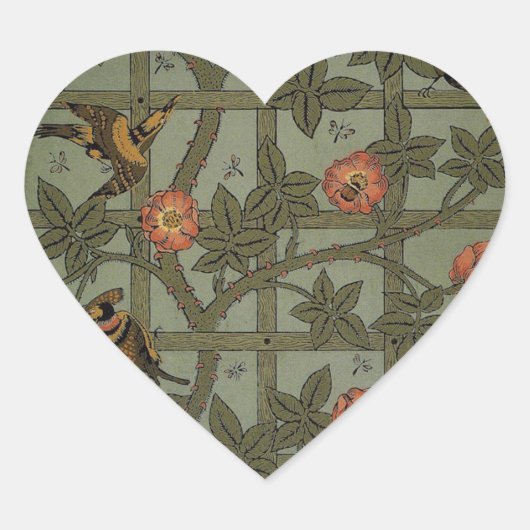 William Morris Trellis behang kunst Hart Sticker (Voorkant)