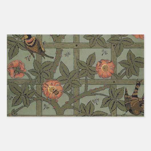 William Morris Trellis behang kunst Rechthoekige Sticker (Voorkant)